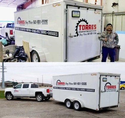 Torres Construction truck and job trailer